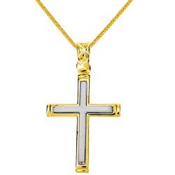 Χρυσός σταυρός Κ9 με αλυσίδα